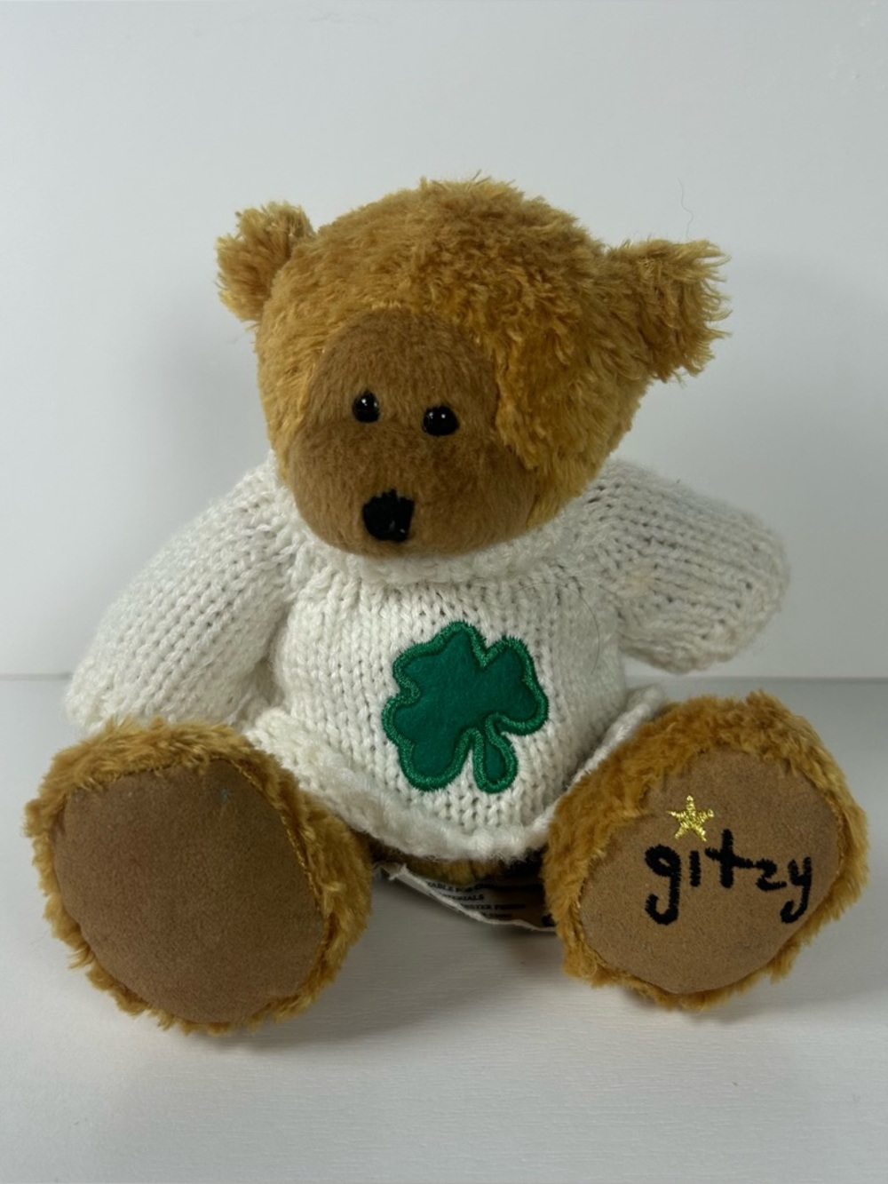 Beverly Hills Teddy Bear Company Plush Irish  Sweater Bear Tan Stuffed Animal